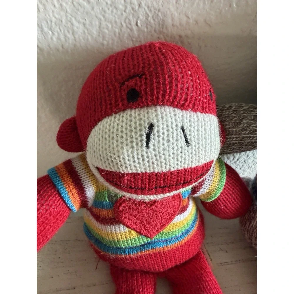SOCK MONKEY w/Bunny Rabbit Ears light blue striped shirt 10